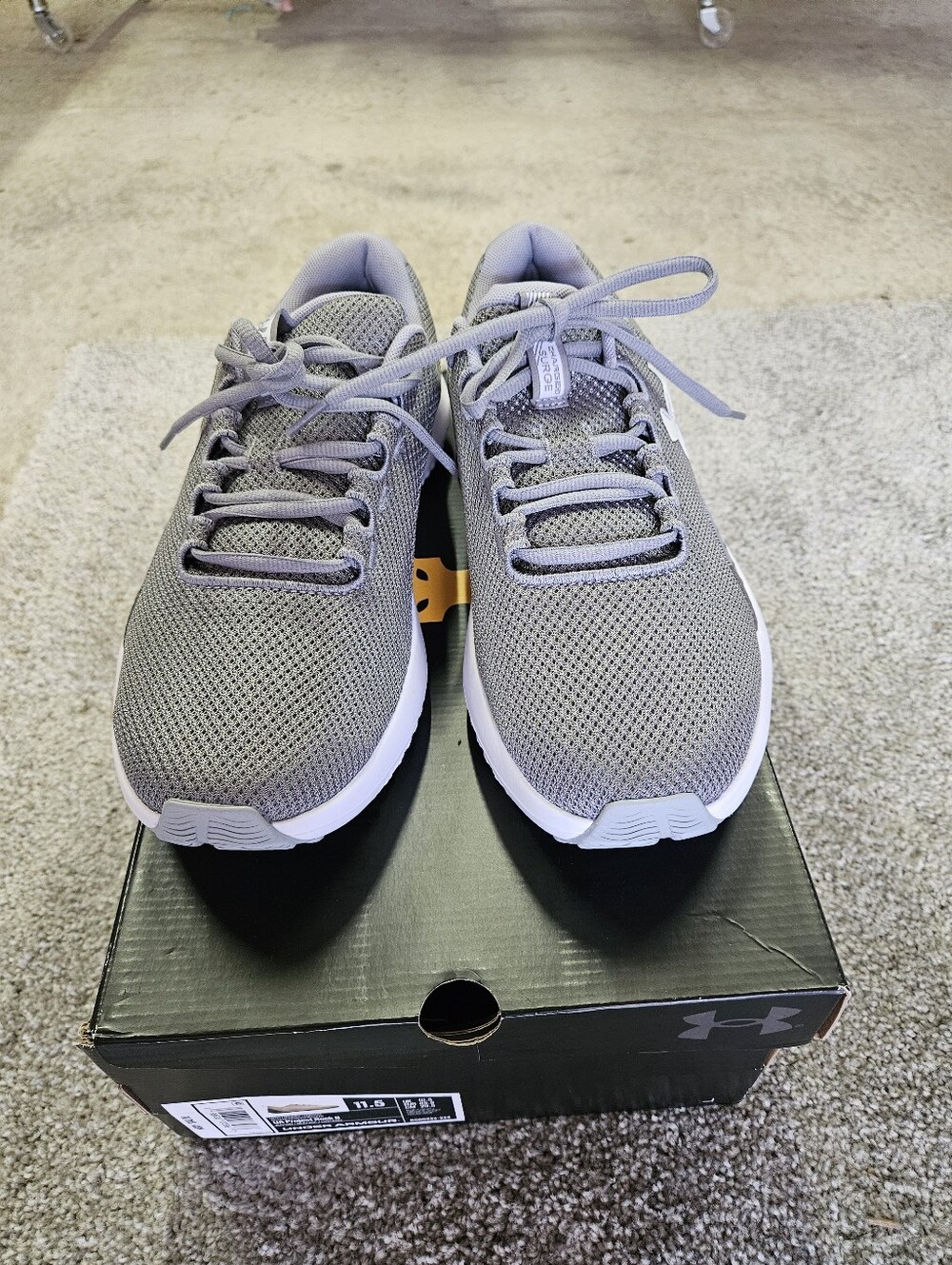 Under Armour Men’s Grey Mesh Athletic Sneakers